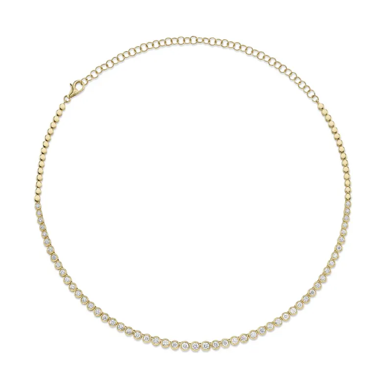 Shy Creation Graduated Diamond Bezel Tennis Necklace, 3.53tw