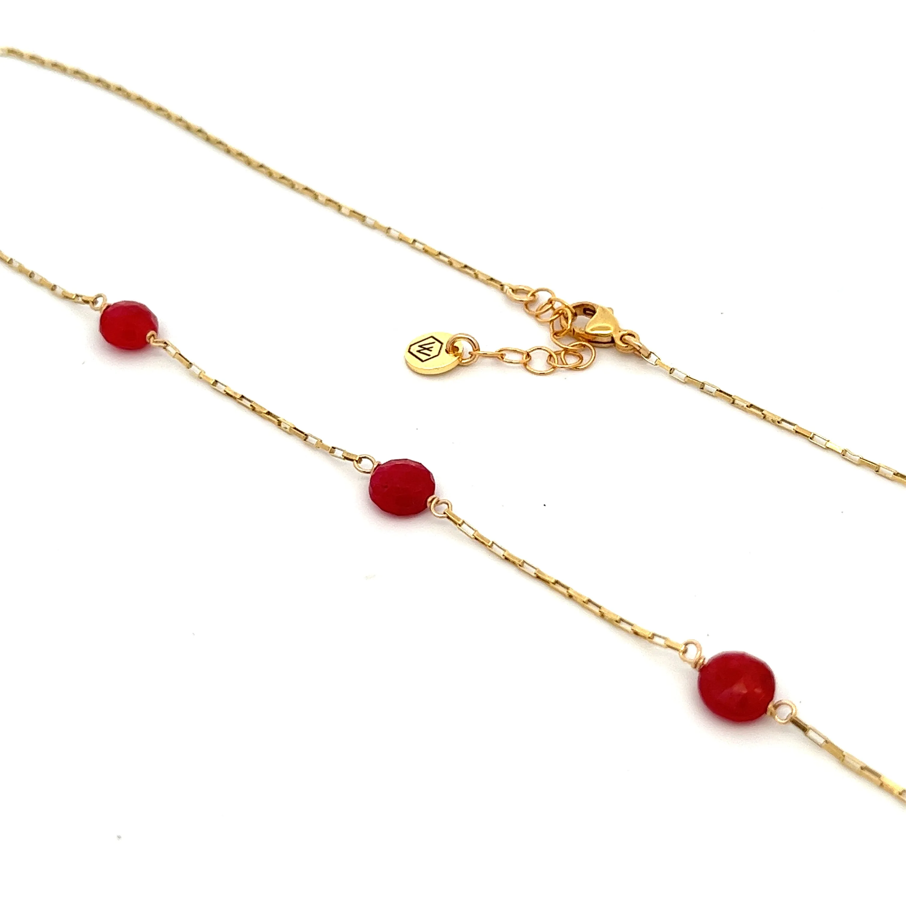 silk road - ruby faceted five-station necklace