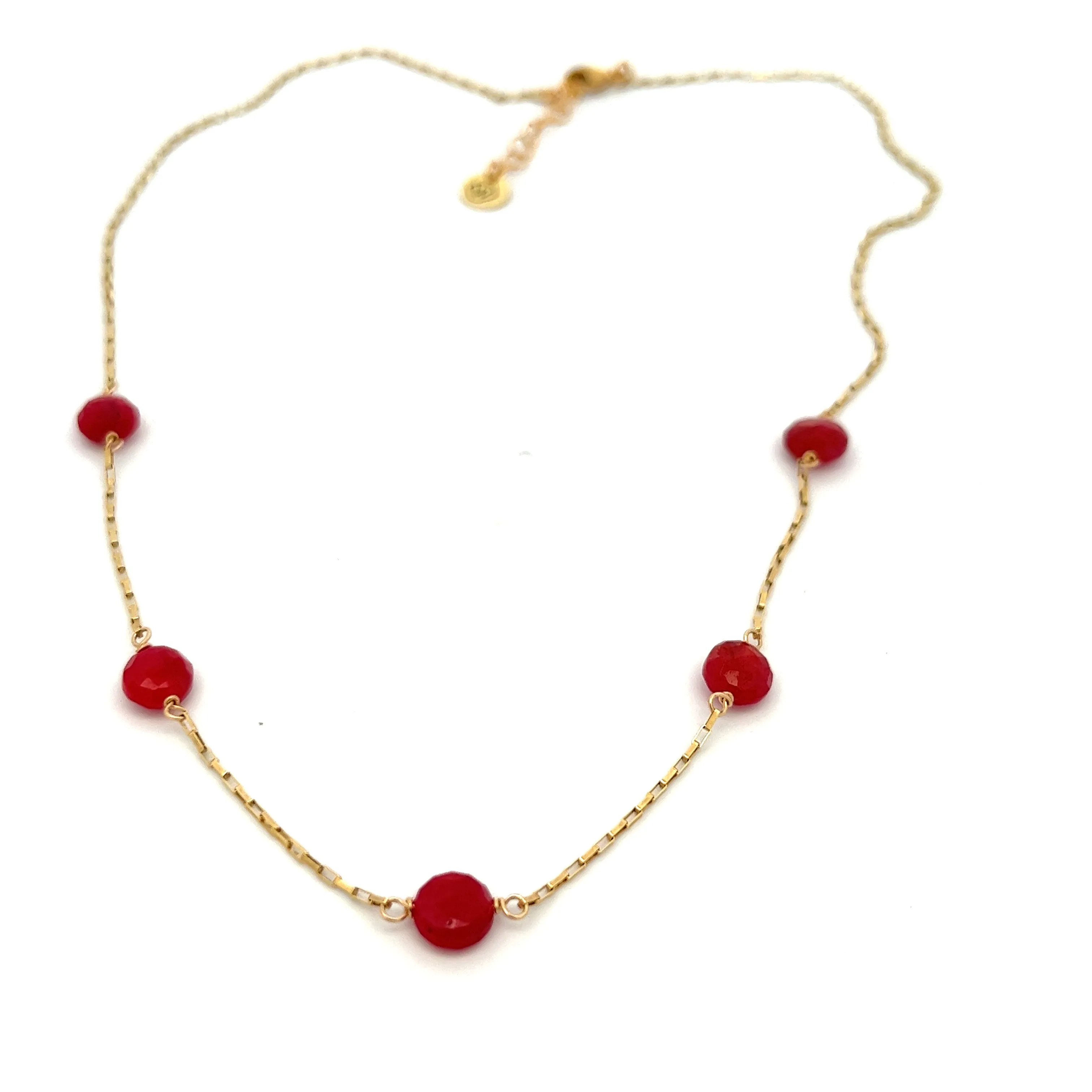 silk road - ruby faceted five-station necklace