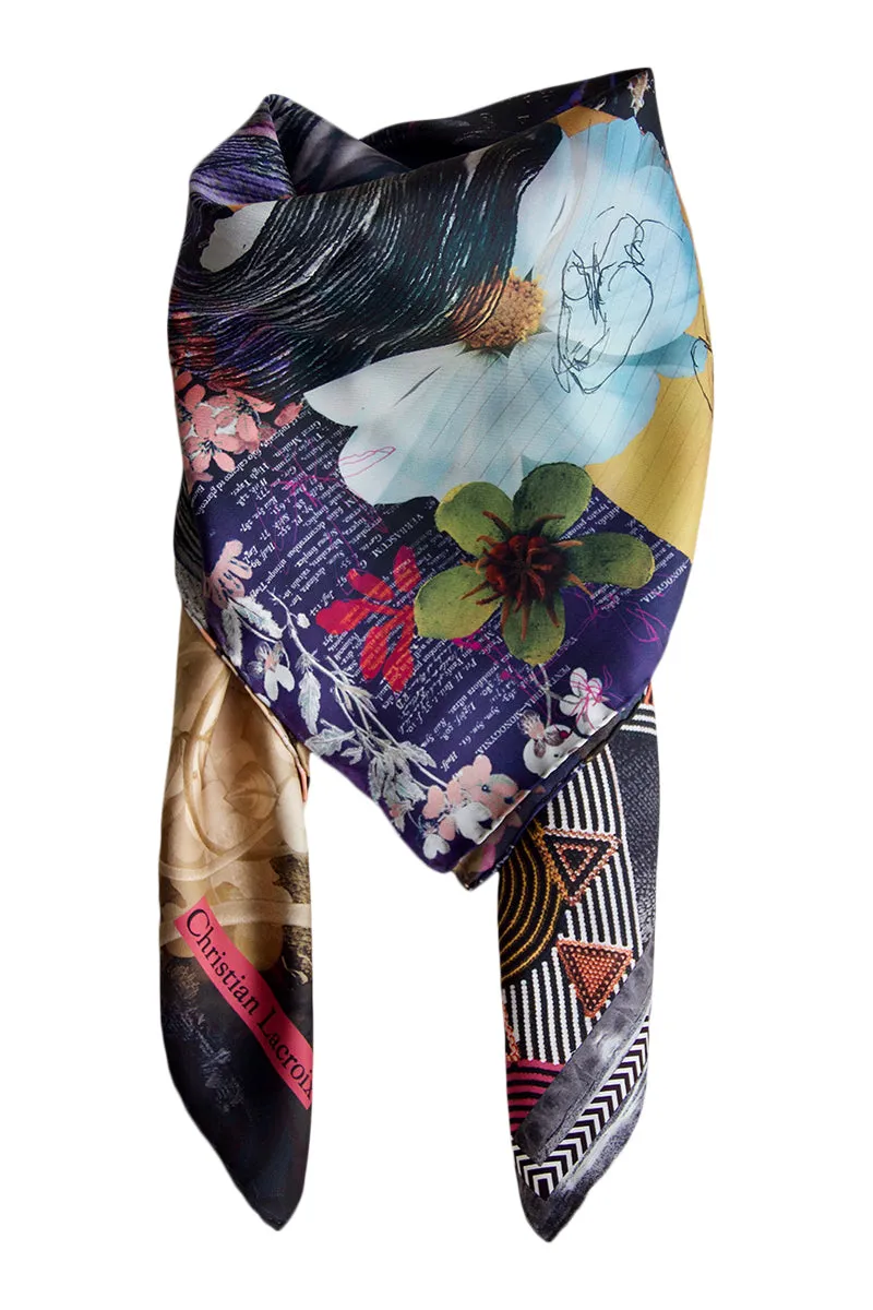 Silk scarf "Fleur de Soie" Lacroix anthracite