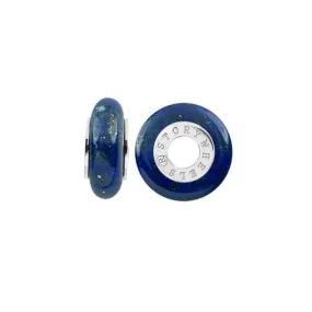 Silver & Blueberry Lapis Wheel Charm S377BLU