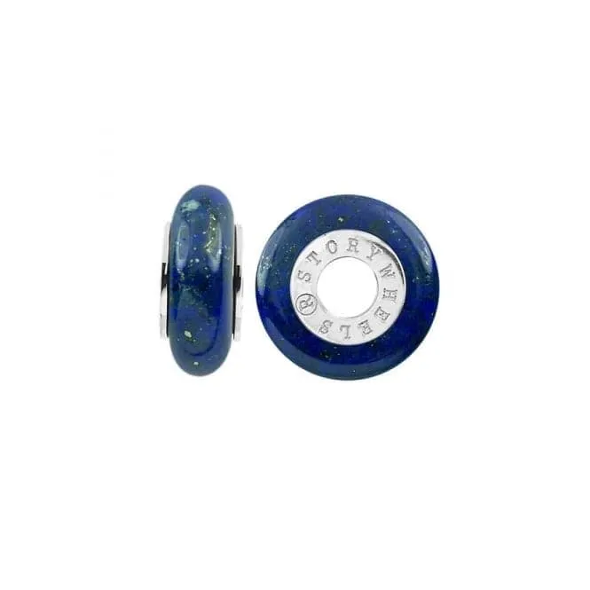 Silver & Blueberry Lapis Wheel Charm S377BLU