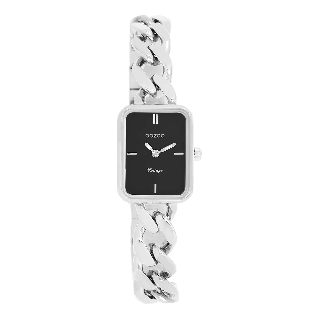 Silver coloured OOZOO watch with silver coloured chunky chain bracelet - C20361