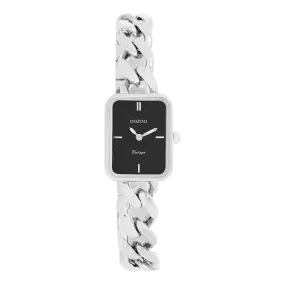 Silver coloured OOZOO watch with silver coloured chunky chain bracelet - C20361