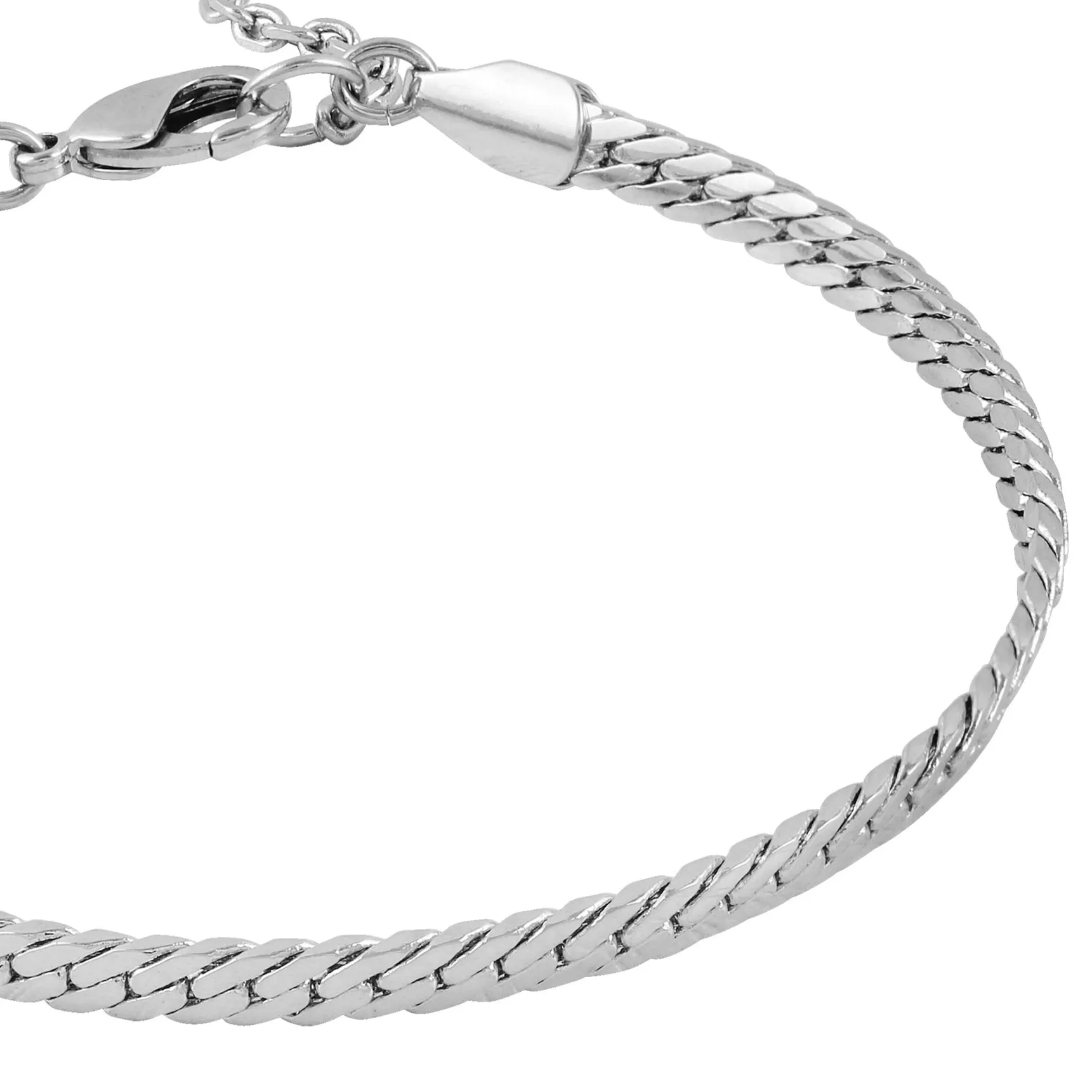 Silvertone Snake Chain Line Bracelet