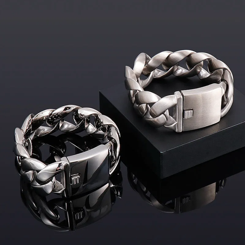 Simple Punk Style Titanium Steel Bracelet for Men - Elegant Hand Jewelry Gift