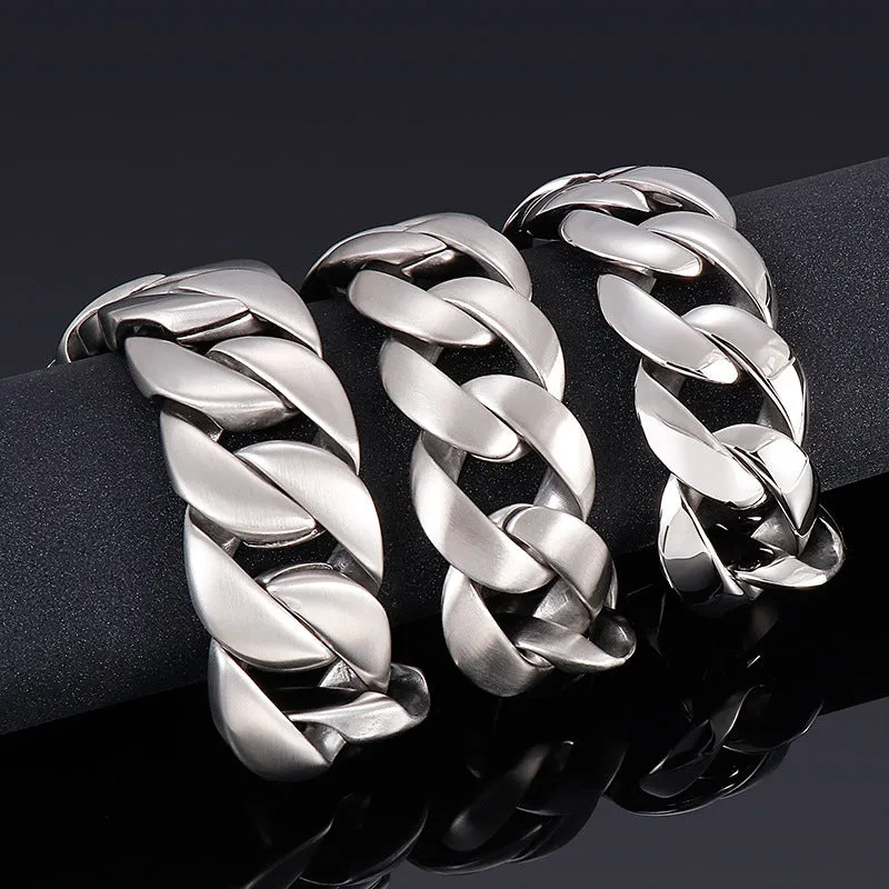 Simple Punk Style Titanium Steel Bracelet for Men - Elegant Hand Jewelry Gift