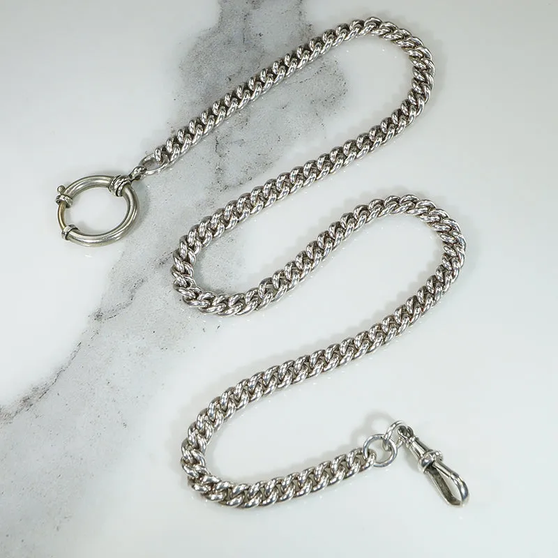 Slinky Sterling Curb Chain with Hook & Oversized Bolt