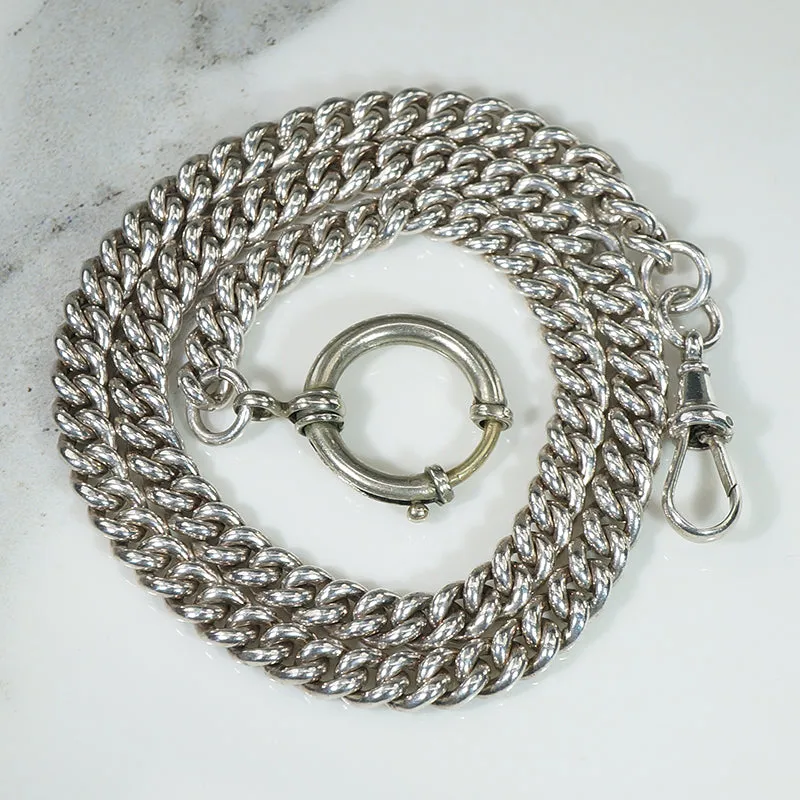 Slinky Sterling Curb Chain with Hook & Oversized Bolt