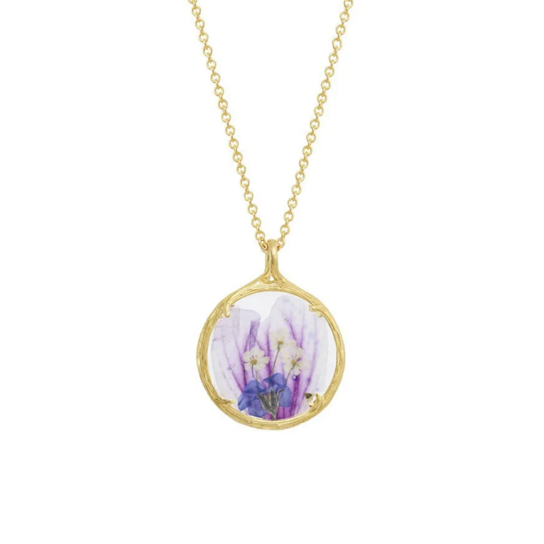 Small Purple Hearts Gold Necklace