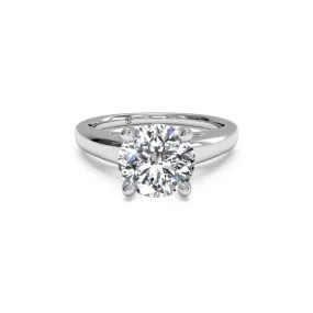 Solitaire Cathedral Round Brilliant Diamond Engagement Ring