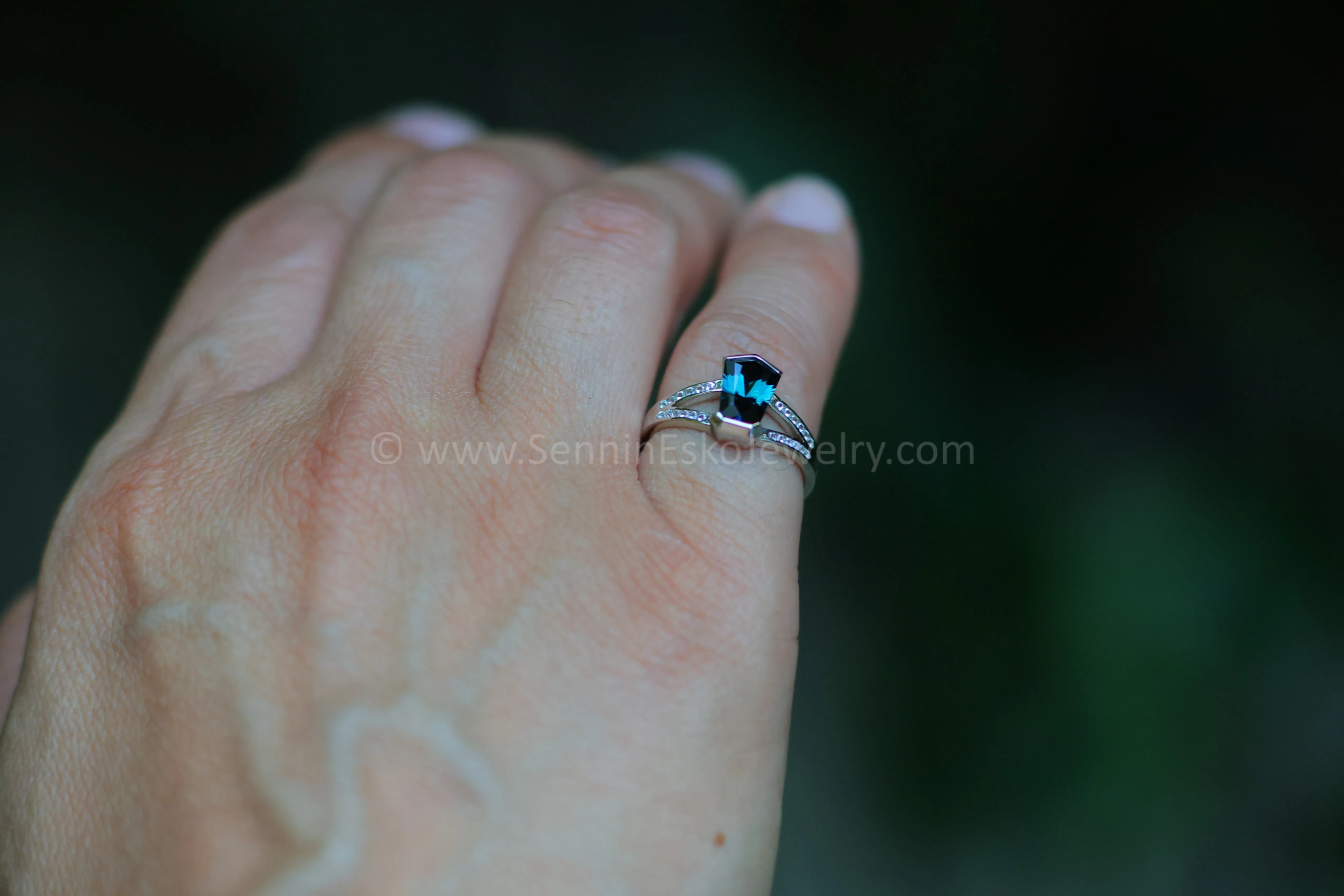 Split Shank Open Bezel Ring With Accents - Depicted with a Parti Sapphire (Setting Only, Center Stone Sold Separately)