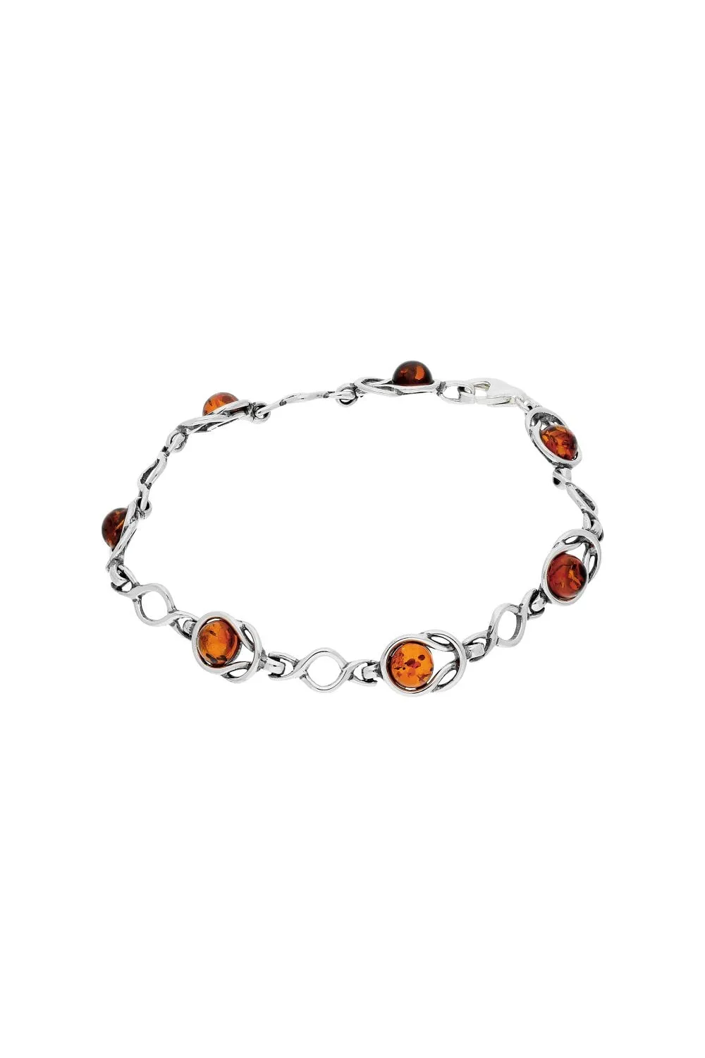 Sterling Silver Amber Celtic Wire Bracelet