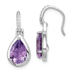 Sterling Silver Amethyst Pear Teardrop Dangle Earrings