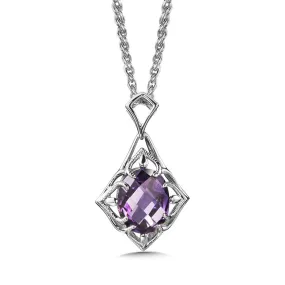 Sterling Silver Amethyst Pendant, 18" Chain