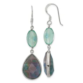 Sterling Silver Fluorite and Labradorite Teardrop Dangle Earrings