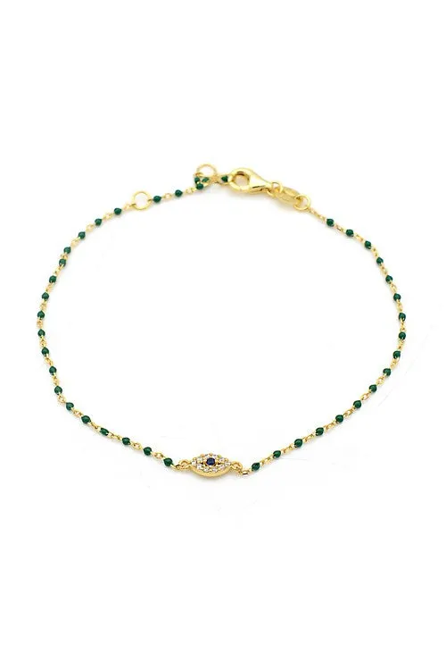 Sterling Silver Gold Plated CZ Evil Eye Bracelet