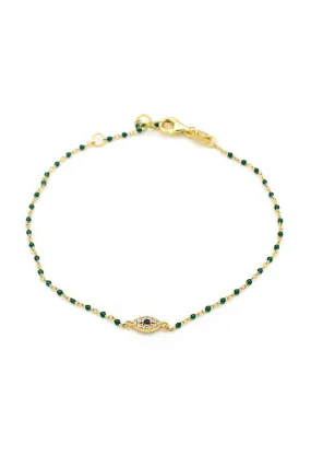 Sterling Silver Gold Plated CZ Evil Eye Bracelet