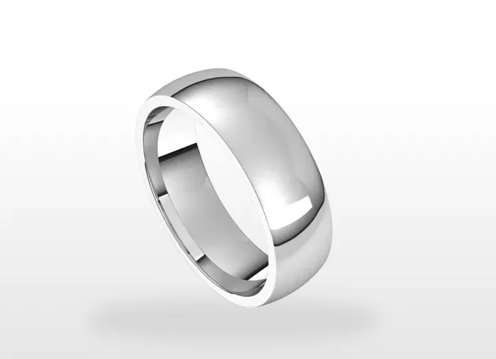 Sterling Silver Half Round Light Comfort Fit Classic Wedding Band