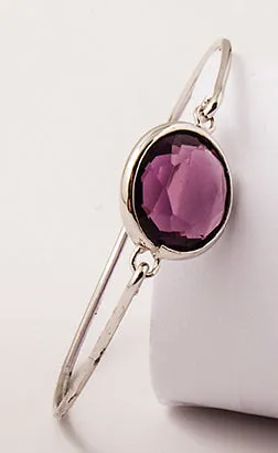 Sterling Silver Oval Amethyst Cubic Zirconia Bracelet