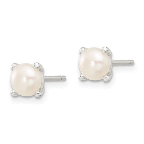 Sterling Silver Prong Set Cultured Freshwater Pearl Earrings