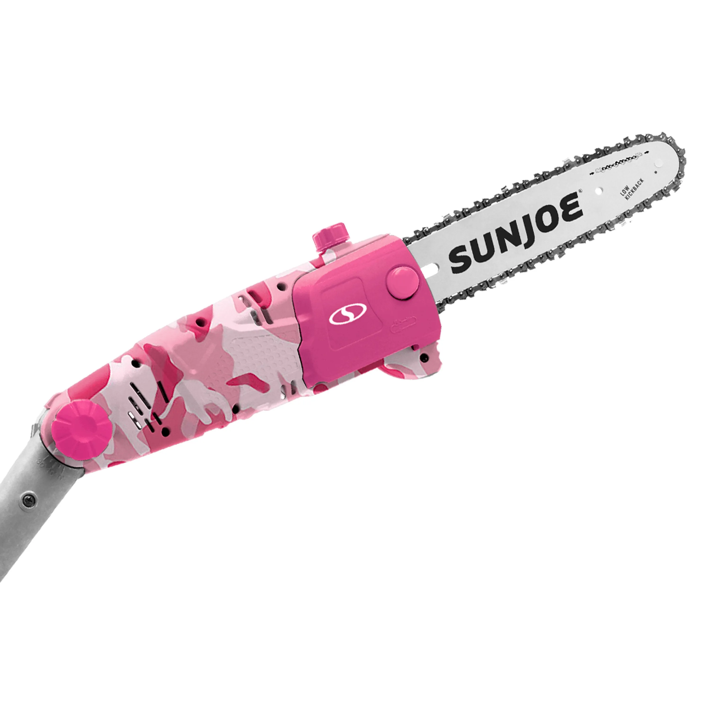 Sun Joe SWJ803E-PCM Electric Multi-Angle Pole Chain Saw | 10 inch | 8.0 Amp (Pink Camo)