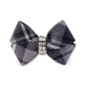 Susan Lanci Scotty Nouveau Hair Bow - Charcoal Plaid