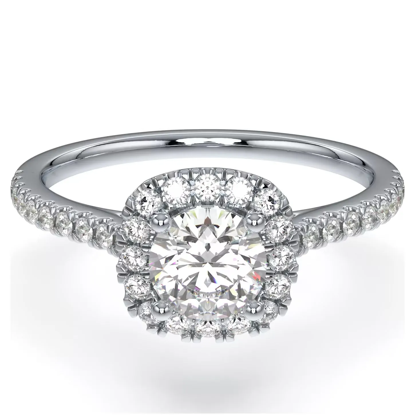 Swarovski Signature Cushion Halo Round Diamond Ring 14K