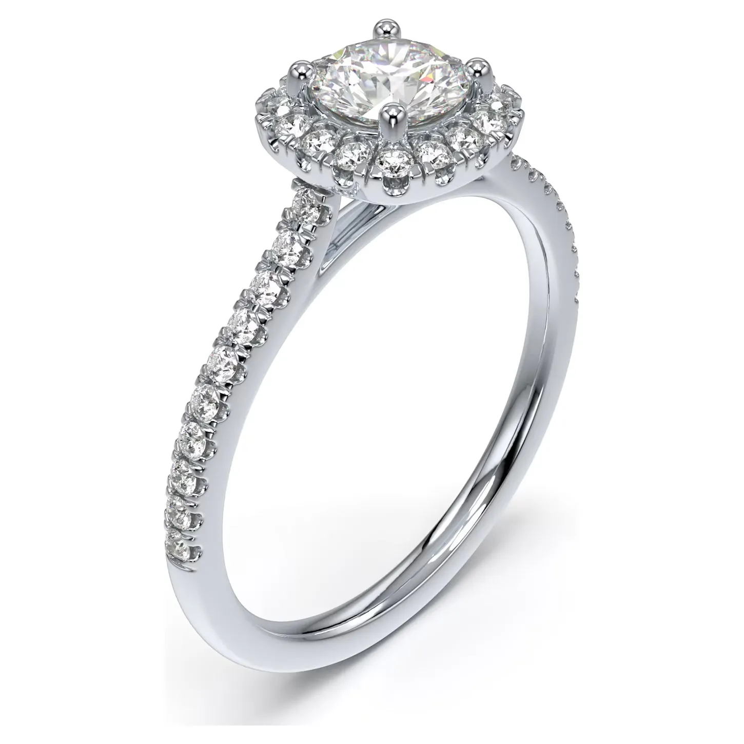 Swarovski Signature Cushion Halo Round Diamond Ring 14K