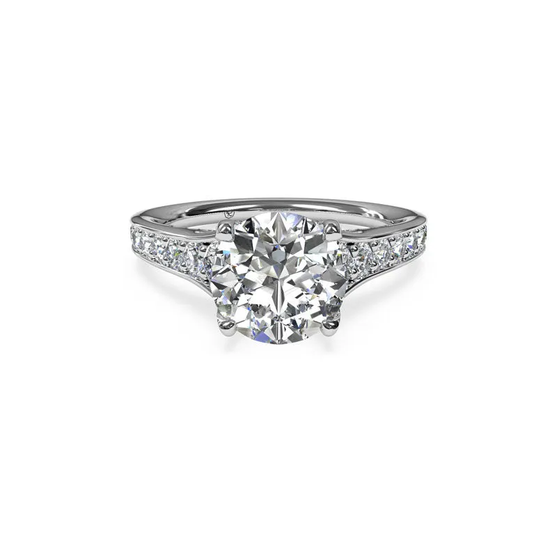 Tapered Pave Round Brilliant Diamond Engagement Ring