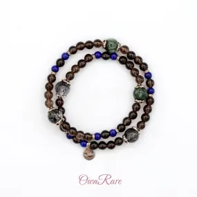 Tea crystal lapis lazuli double ring gemstone bracelet