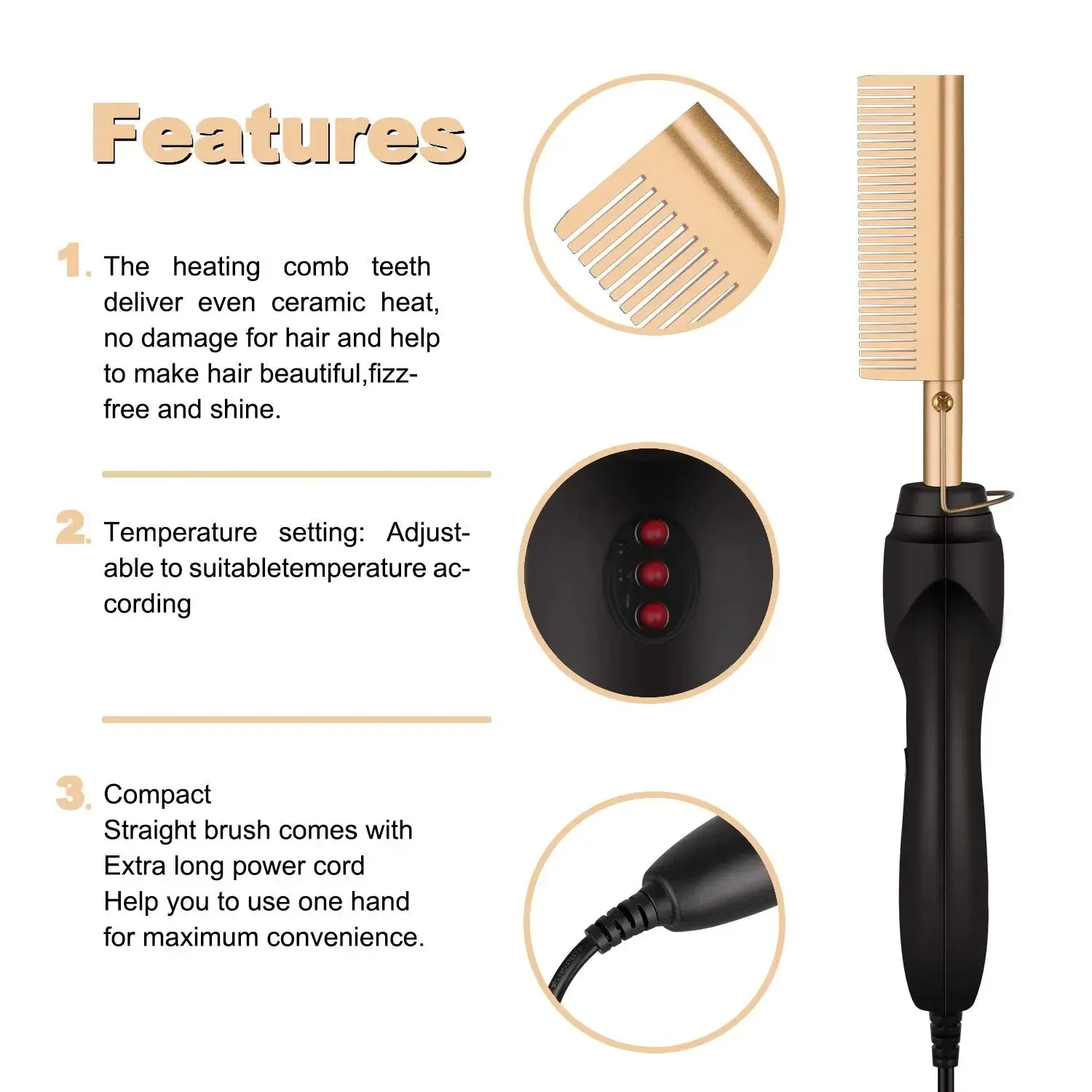 TEEK - 2 in1 Hot Comb Straightener Electric Heating Comb