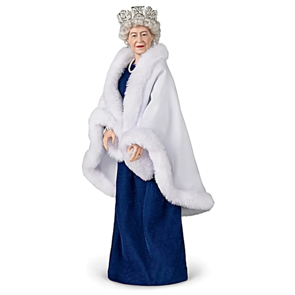 The Ashton-Drake Galleries Her Majesty The Queen Elizabeth II: Sapphire Elegance Portrait Doll Argil Porcelain Figurine 15-inches