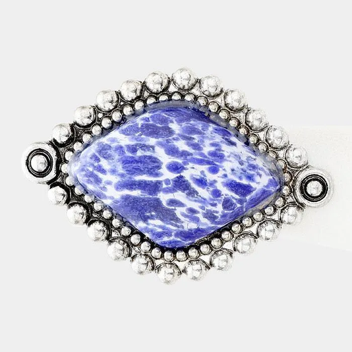 Tribal Diamond Shaped Lapis Lazuli Stretch Ring