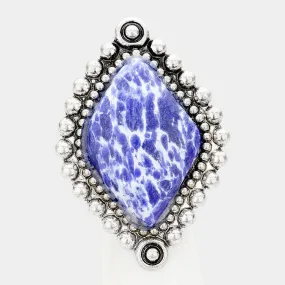 Tribal Diamond Shaped Lapis Lazuli Stretch Ring