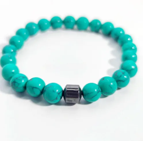 Turquoise Tiger's Eye Map Stone Malachite 8mm Men's And Women's Bracelet