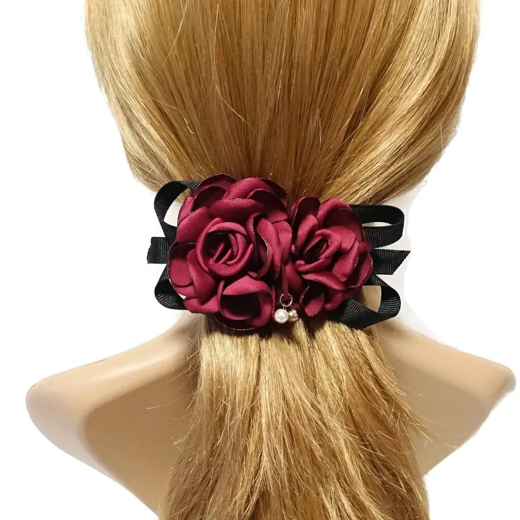 Two Rose Flowers French Hair Barrettes women hair clip