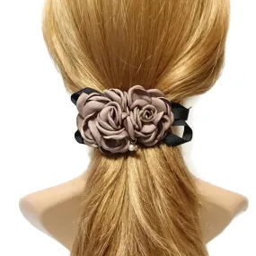 Two Rose Flowers French Hair Barrettes women hair clip