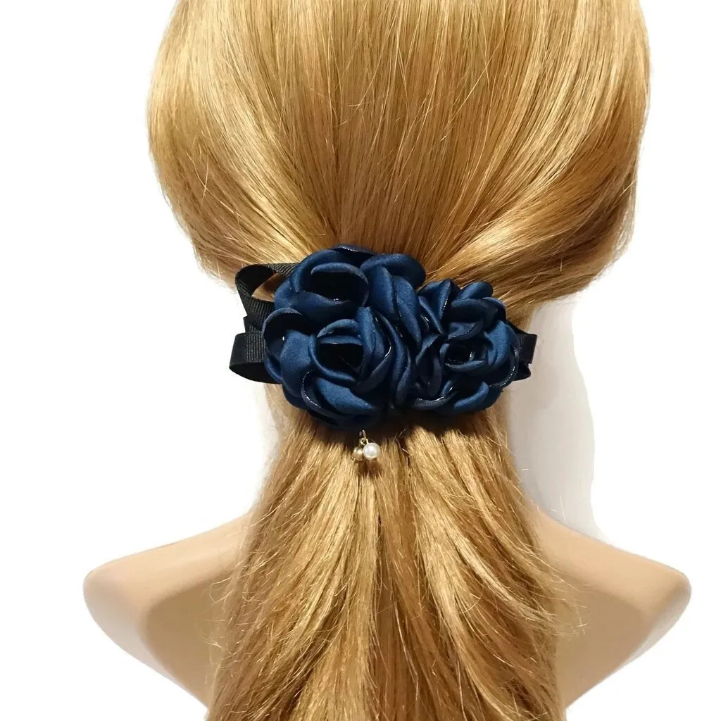 Two Rose Flowers French Hair Barrettes women hair clip