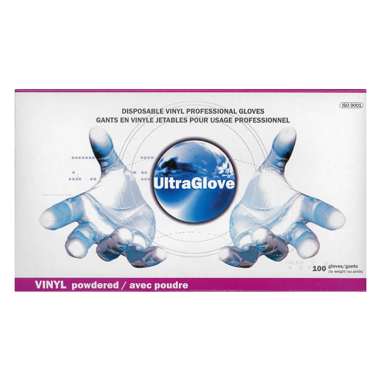 Ultra vinyl gloves pre powdered Medium (100 per box)