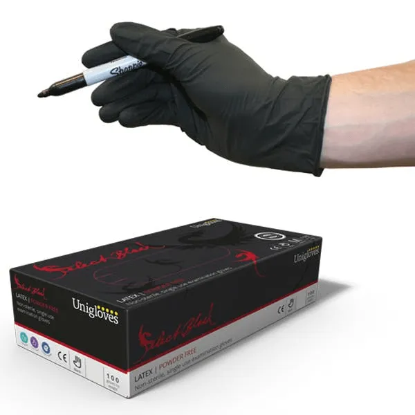 Unigloves Select Black -  Latex Gloves