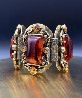 【USA輸入】ヴィンテージ SELRO アンバー トパーズ ビジュー ブレスレット/Vintage SELRO Amber Topaz Bijou Bracelet