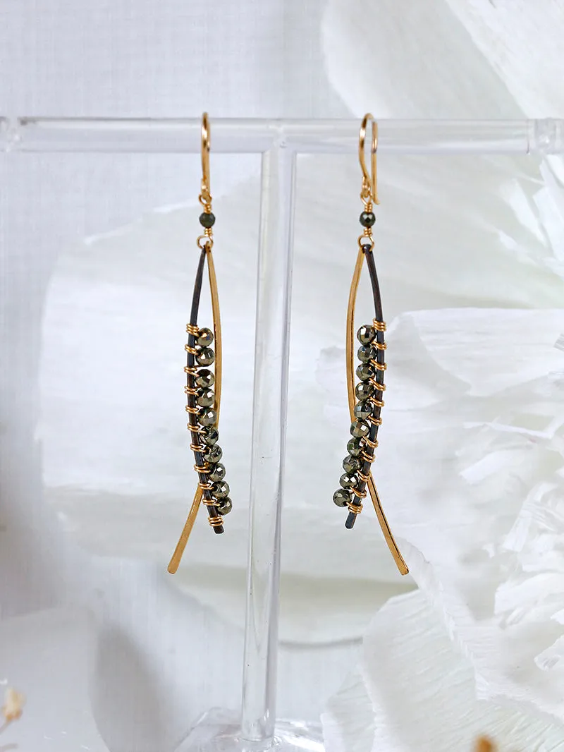 Vannucci Mix Metal Pyrite Swoop Earring