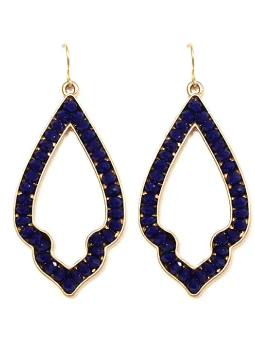 VE2618 Gemstone Outline Spade Dangle Earrings