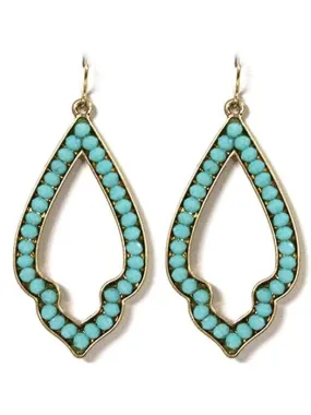 VE2618 Gemstone Outline Spade Dangle Earrings