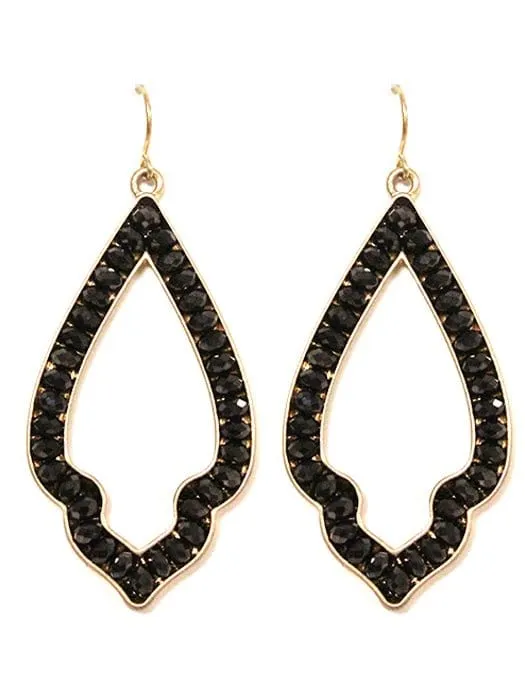 VE2618 Gemstone Outline Spade Dangle Earrings