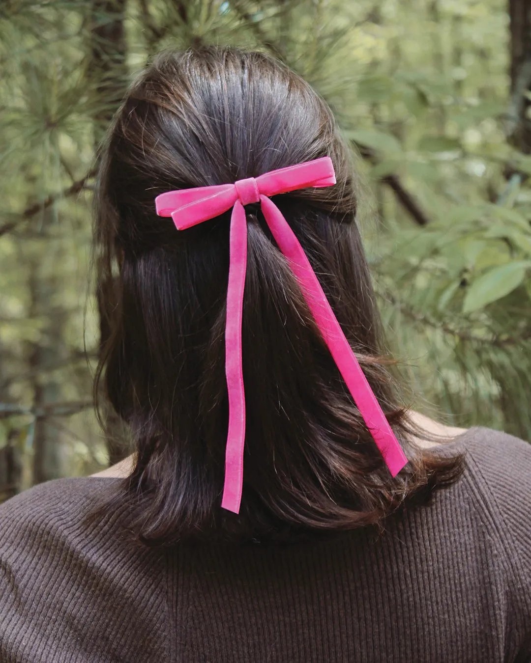 Velvet Skinny Bow Barrette