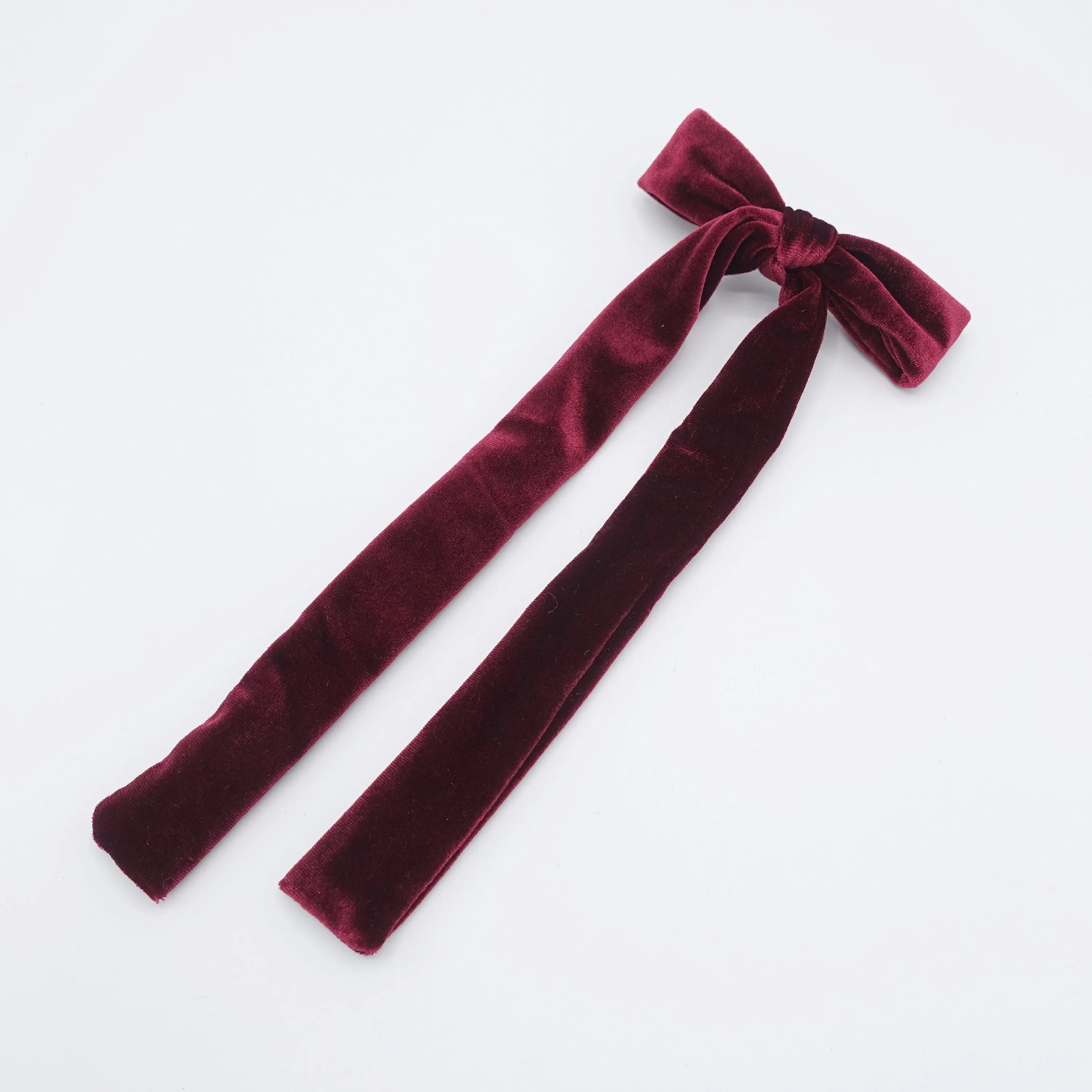 vevlet long tail bow barrette, velvet bow barrette, long tail hair barrette