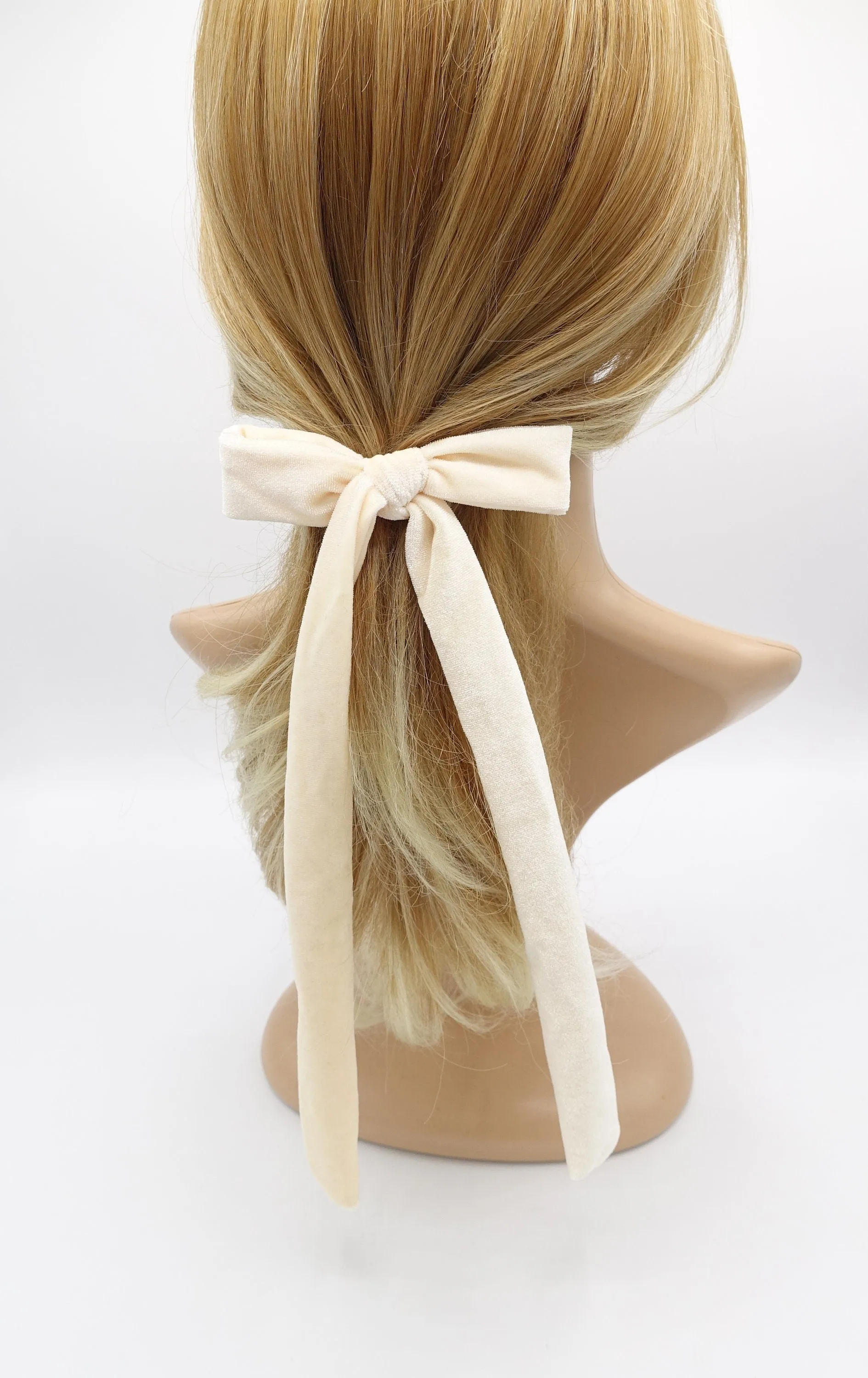 vevlet long tail bow barrette, velvet bow barrette, long tail hair barrette