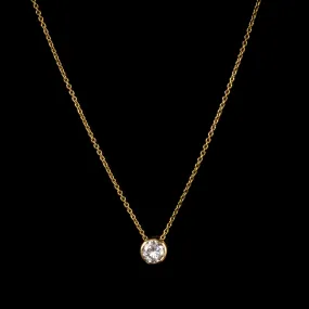 Victorian Style 0.70Ct Diamond Solitaire Pendant Necklace 18Ct Gold